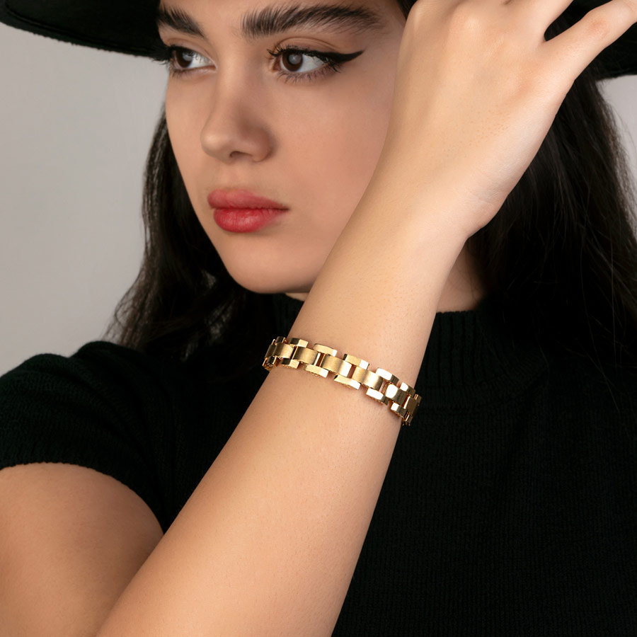 دستبند طلا زنانه شیک زرد