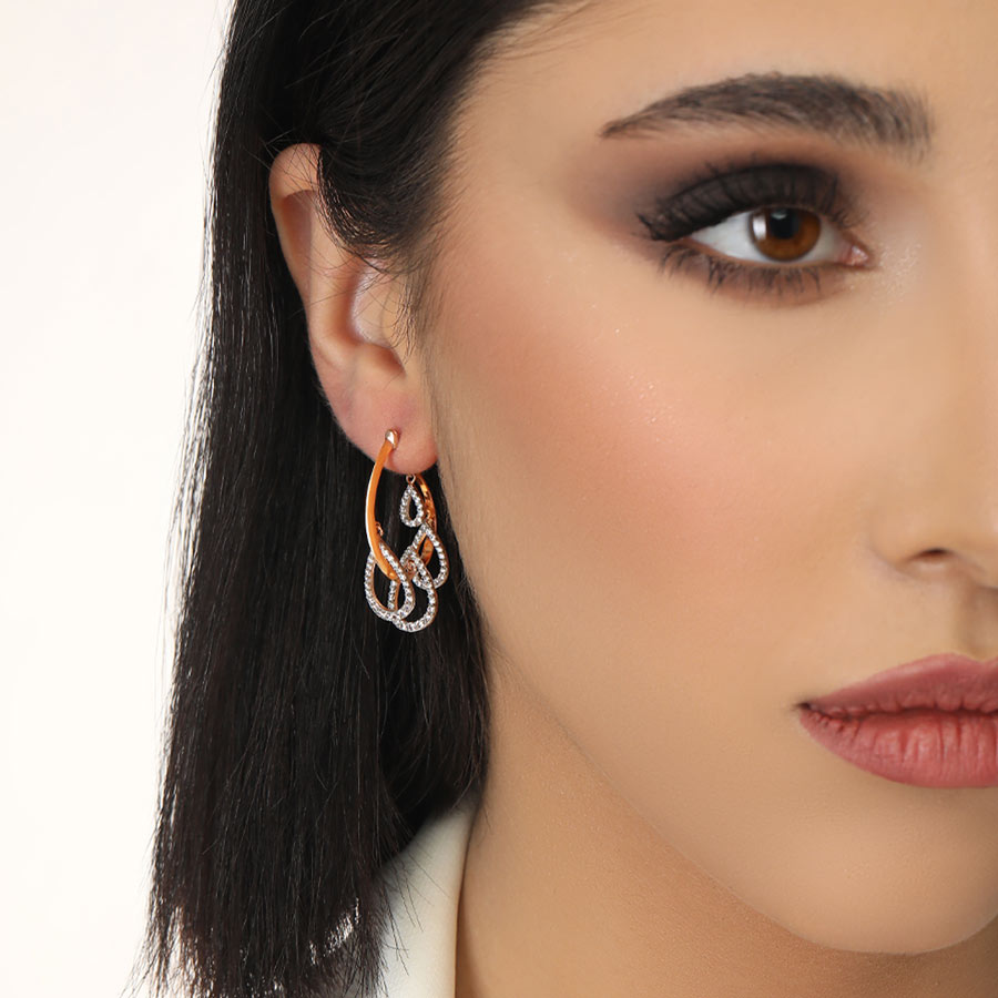 گوشواره طلا زنانه اشک نگین دار
